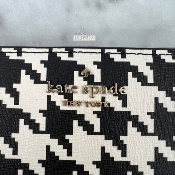 Kate Spade Woven Remi Flap Chain Crossbody & Large Bifold Wallet In Houndstooth - Picture 12 of 15